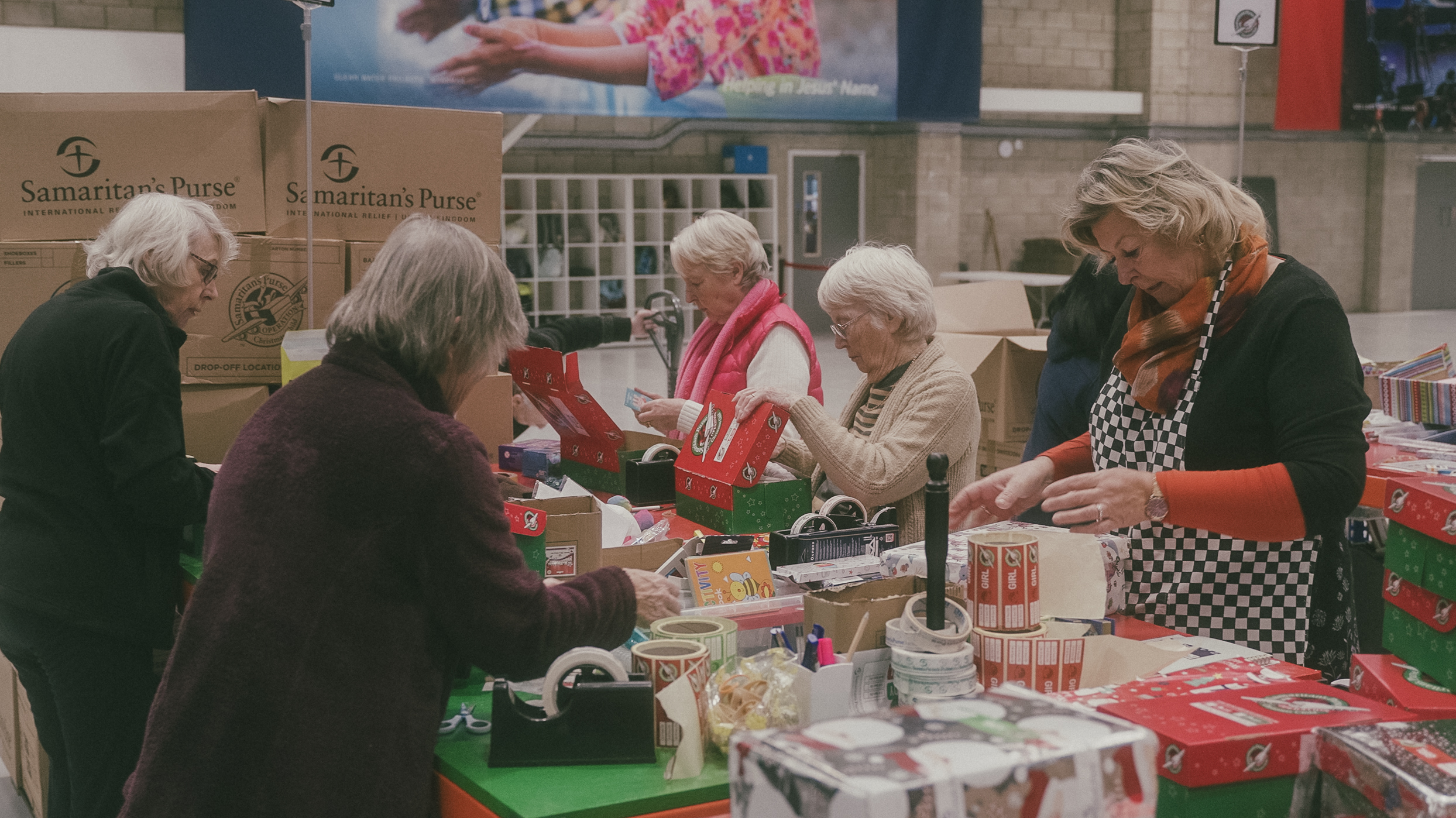 Sue and her team processing gifts