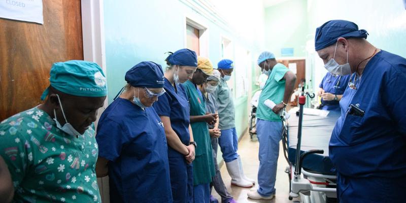 Our team prays before each surgery, asking for God's guidance and protection. We praise God for the lives our surgical team was able to impact.