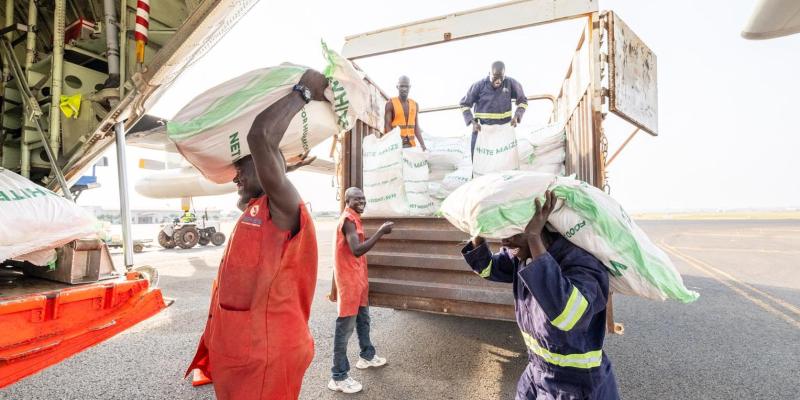 Food was loaded many miles away for delivery to Sudan.