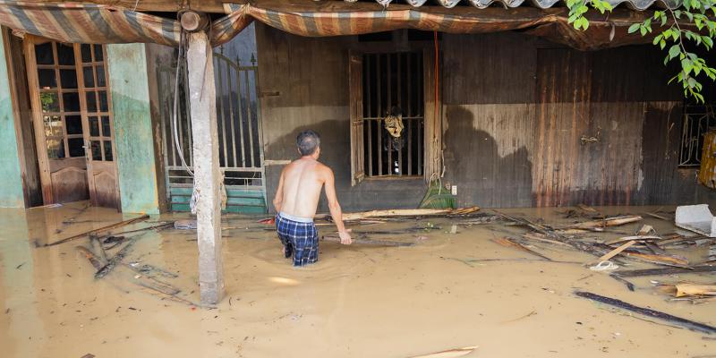 Streets and homes are still flooded in northern Vietnam after Typhoon Matmo.