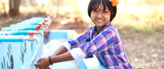 girl washing hands