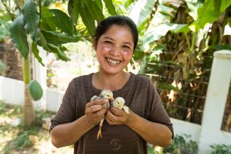 lady with chicks