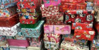 pile of shoebox gifts