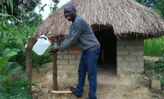 Man washing his hands