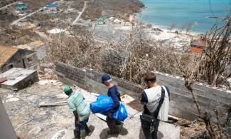 SAMARITAN'S PURSE TEAMS DISTRIBUTE SHELTER MATERIAL AND OTHER SUPPLIES TO RESIDENTS OF CANOUAN, AN ISLAND IN THE GRENADINES NEAR ST. VINCENT.