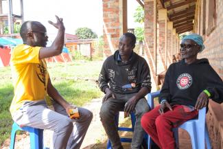 Joseph, right, received Jesus Christ as Lord and Savior during a visual presentation of the Gospel after his sight-restoring surgery.