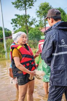 Relief supplies were distributed in hard-hit villages.