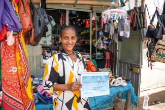 GOD IS PROVIDING for Samrawit through her new business selling goods at the local market.