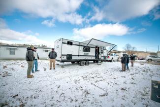 The Ray family receives their new camper from Samaritan’s Purse.