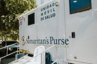 The Samaritan’s Purse mobile medical unit parked in the centre of Santa Marta, Colombia, for two days to provide free healthcare to expectant and nursing mothers in need.