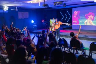 Janeysi shares the Gospel with students, reminding them of God’s love for them revealed through Jesus Christ.