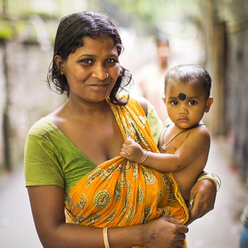 rescued woman and child